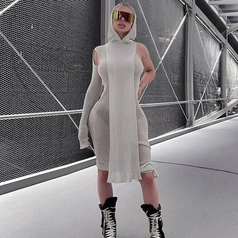Futuré Femme Ribbed Hoodie Dress