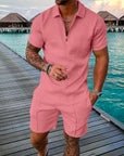 Men's Textured Two-Piece Short Set – Stylish, Breathable & Trendy