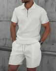 Men's Waffle Knit Short Sleeve and Shorts Set