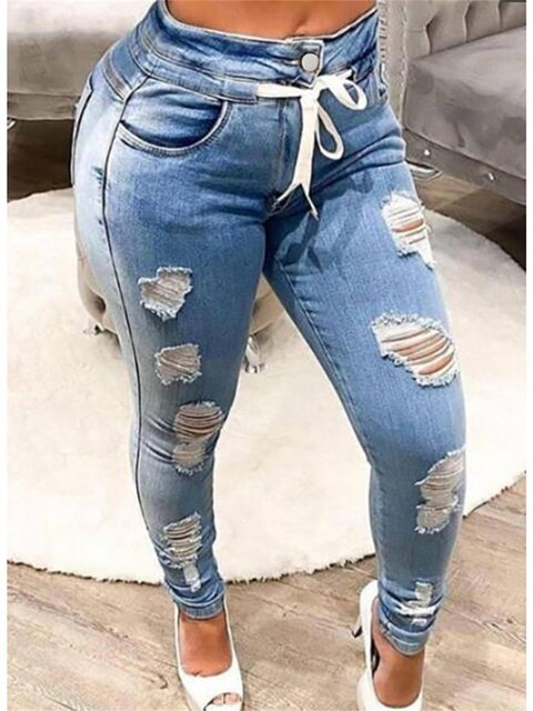 Women's Mid Rise Distressed Trouser