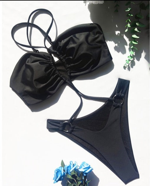 Sexy Cross Halter One Piece Swimsuit