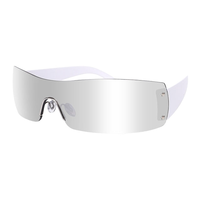 Futuristic Shields – Sleek Wraparound Sunglasses