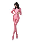 Metallic-Like Elastic One-Piece  Jumpsuit