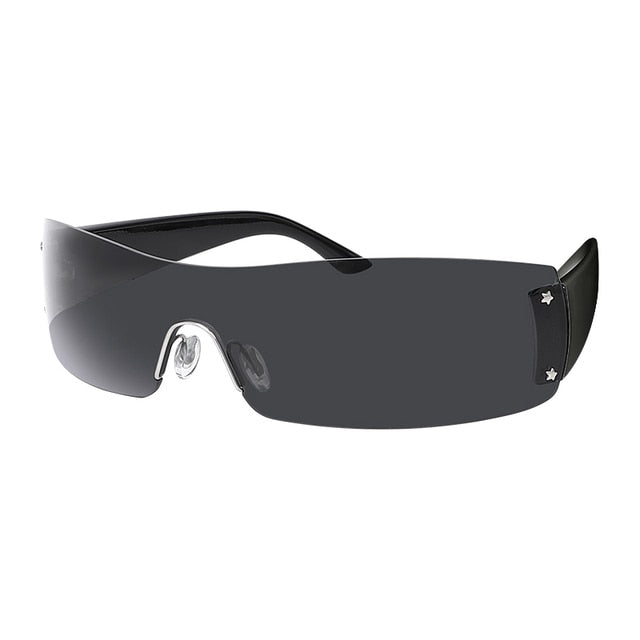 Futuristic Shields – Sleek Wraparound Sunglasses