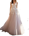 Sleeveless Lace Deep V-Neck Wedding Dress — alternate product view 7