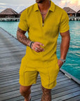 Men's Textured Two-Piece Short Set – Stylish, Breathable & Trendy