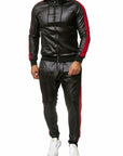 Men's PU Leather Jogging Suit Set