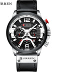Military Leather Chronograph Wristwatch