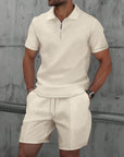 Men's Waffle Knit Short Sleeve and Shorts Set