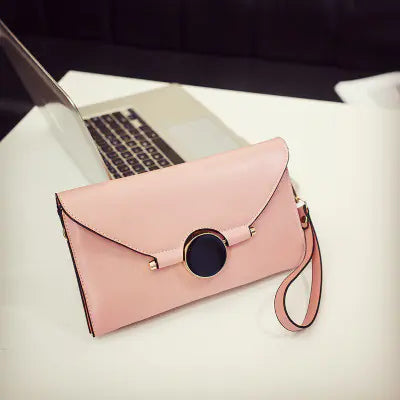 Soft Leather Multi-Pocket Clutch Handbag