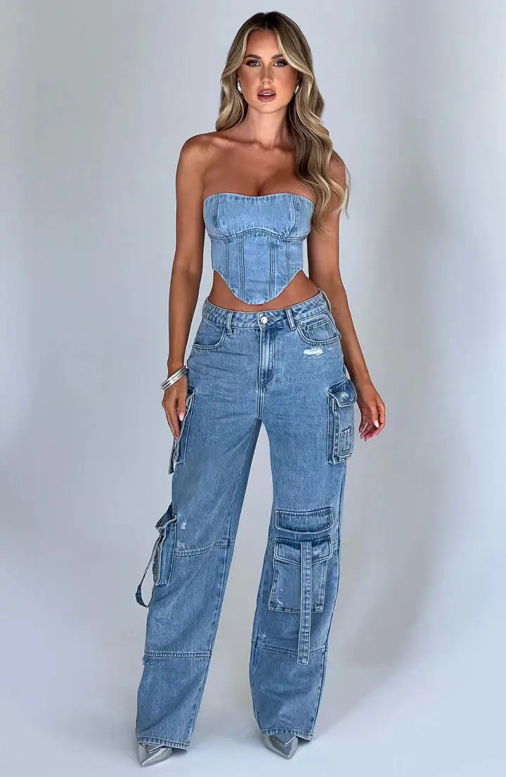 Women's Cargo Denim Jeans