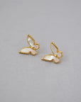 Gold-Plated White Shell Butterfly Earrings — alternate product view 6