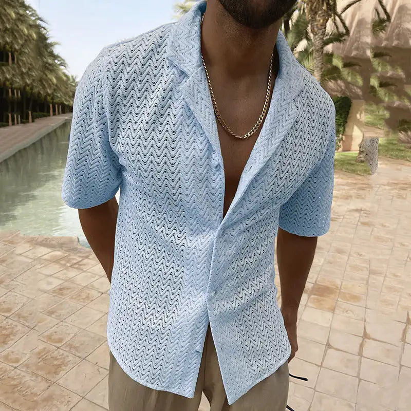 Men's Crochet Knit Shirt – Lightweight, Stylish & Breezy