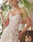 Strapless Short Lace Midi Wedding Dress
