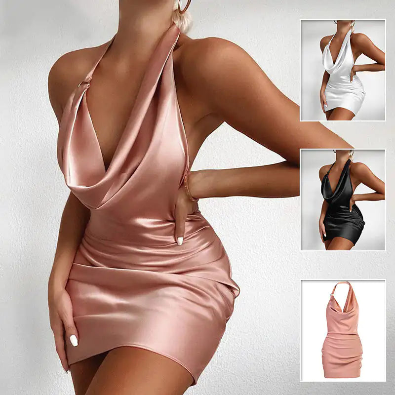 sexy in satin mini dress Sexy Satin Halter Mini Dress – Elegant, Bold & Flattering – Luxe Crafty  Corner