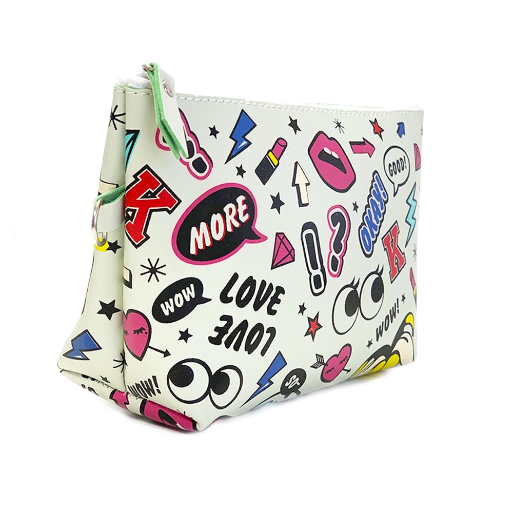 White Graffiti Makeup Bag