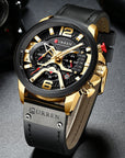 Military Leather Chronograph Wristwatch