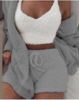Fluffy Three Piece Shorts Set