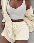 Fluffy Three Piece Shorts Set