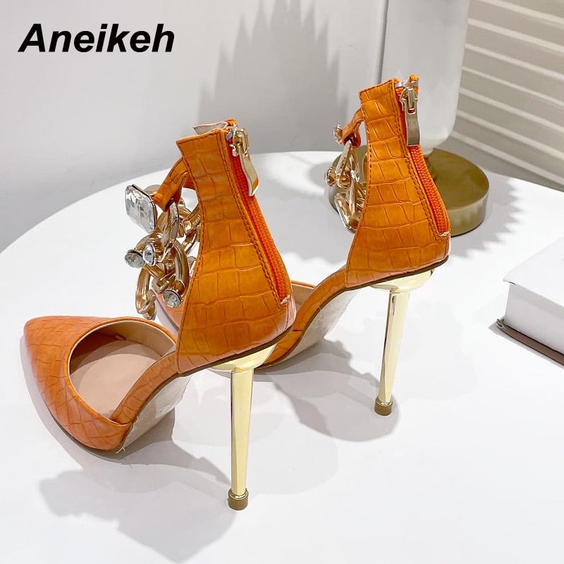 Women's Pumps - Featuring An Oversized  Rhinestone Chain