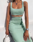 Neon Color Sexy Ribbed Dress Set