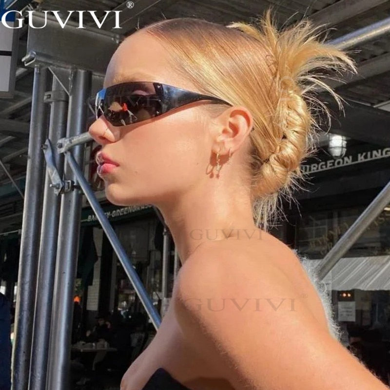 Futuristic Shields – Sleek Wraparound Sunglasses