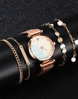 Stylish Cat-Themed Watch & Bracelet Set for Teen Girls – Cute Rose Gold Bracelets