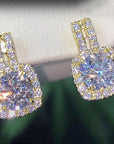 Radiant Cushion-Cut Cubic Zirconia Drop Earrings – Brilliant Sparkle, Lasting Elegance