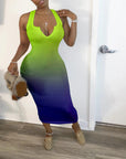 V-Neck Ombre Summer Dress