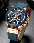 Military Leather Chronograph Wristwatch