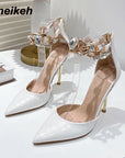 Women's Pumps - Featuring An Oversized  Rhinestone Chain