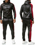Men's PU Leather Jogging Suit Set