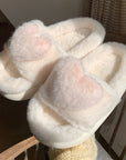 Heart Fluffy Fur Slippers
