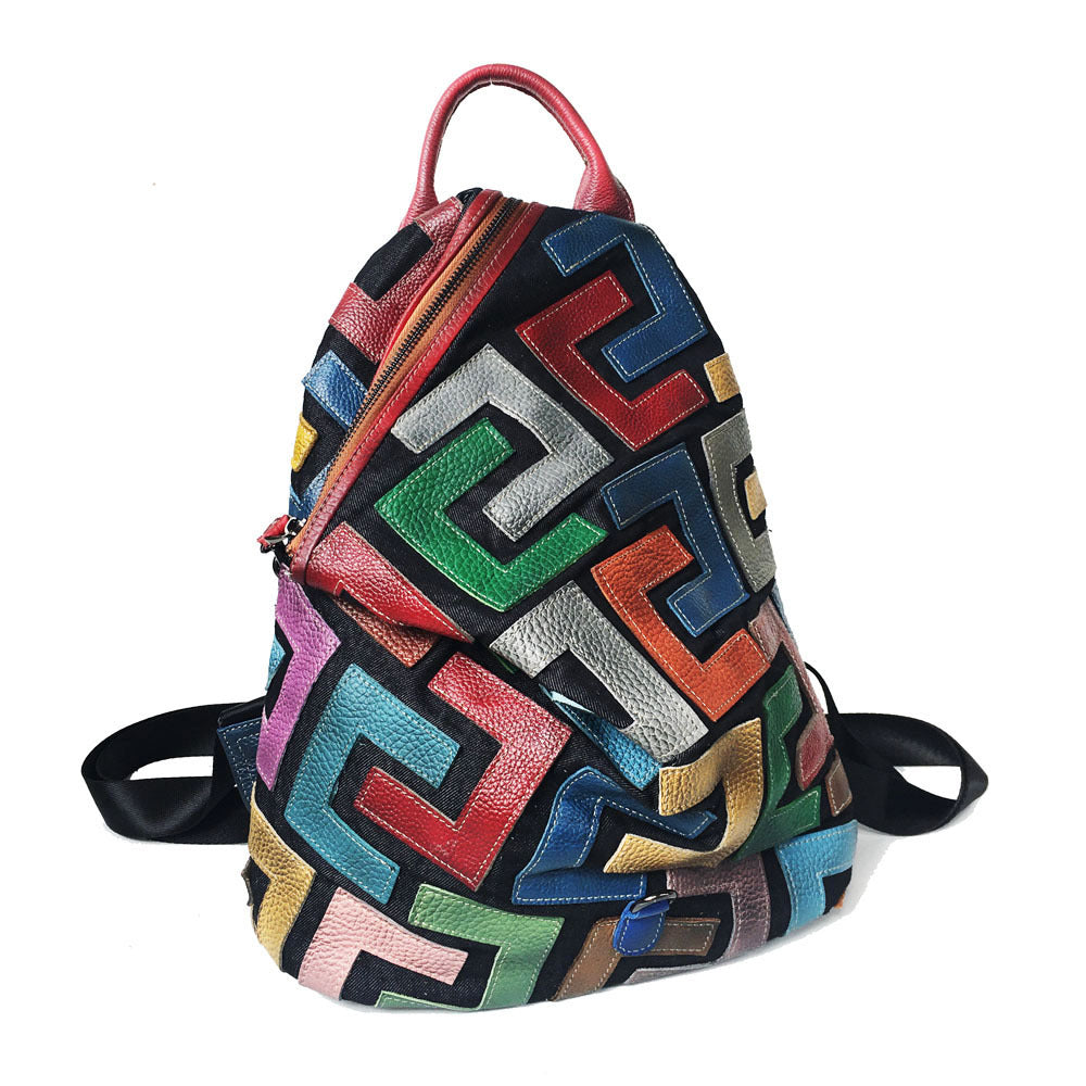 Genuine Leather Multi Color Backpack