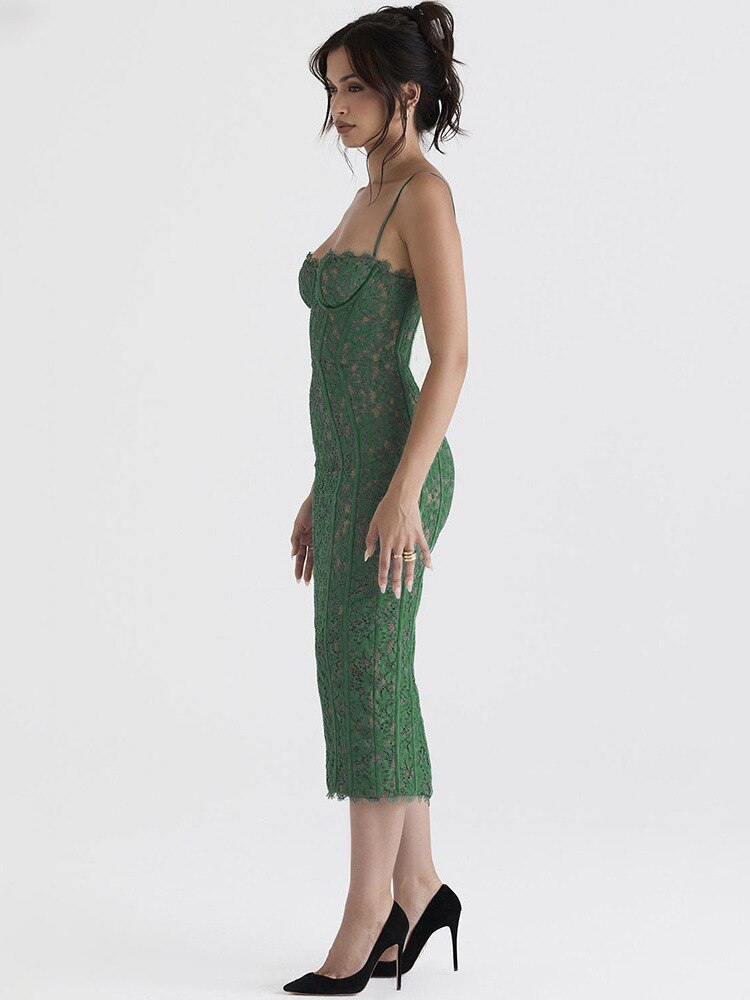 Lace Bodice Midi Dress