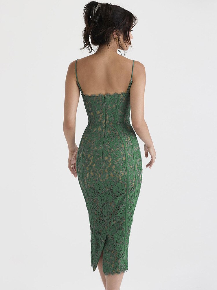 Lace Bodice Midi Dress
