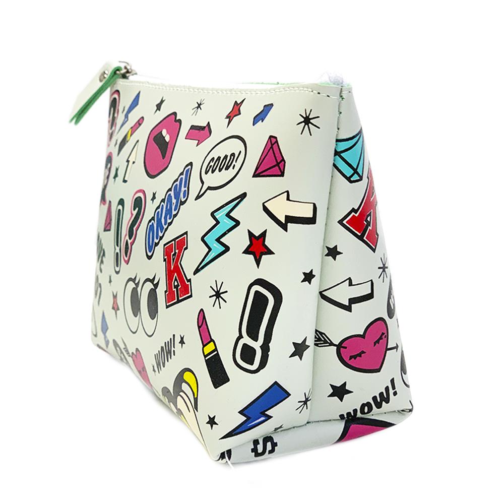 White Graffiti Makeup Bag