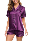 Women's Short Sleeve Satin Pajamas