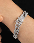 Rhinestone Paved Cuban Link Chain Bracelet