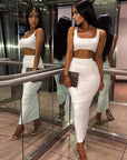 Neon Color Sexy Ribbed Dress Set