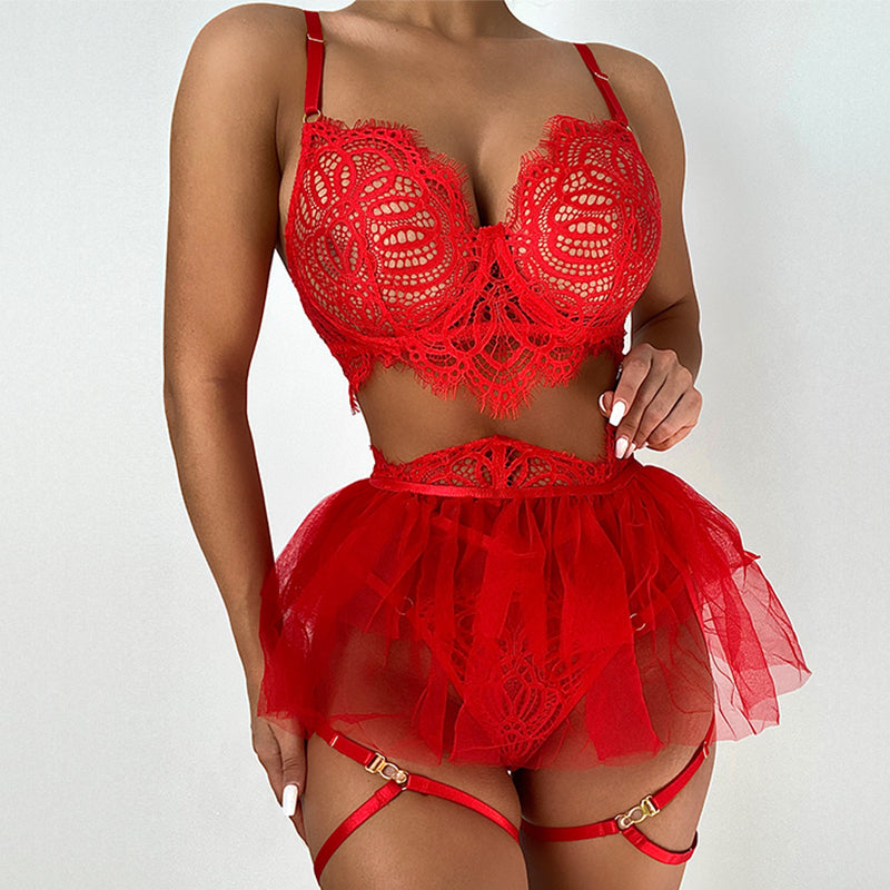 Crochet Tutu Lace Lingerie Set