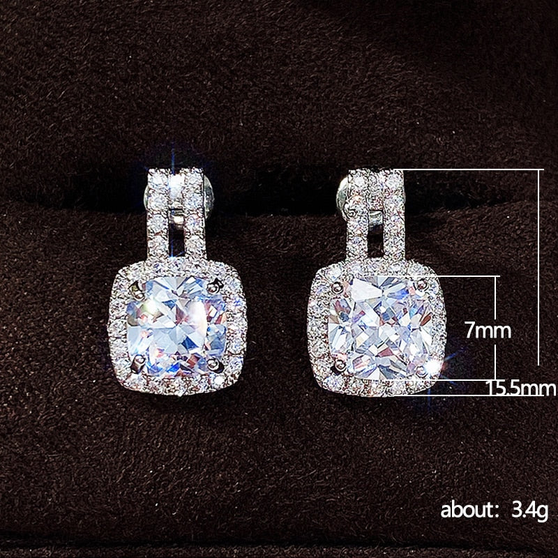 Radiant Cushion-Cut Cubic Zirconia Drop Earrings – Brilliant Sparkle, Lasting Elegance