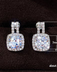 Radiant Cushion-Cut Cubic Zirconia Drop Earrings – Brilliant Sparkle, Lasting Elegance