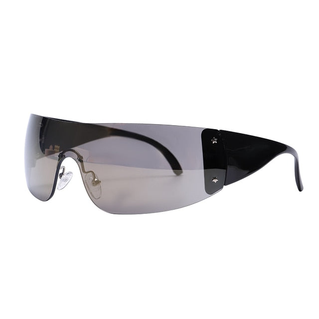 Futuristic Shields – Sleek Wraparound Sunglasses