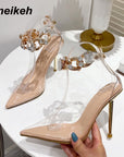 Women's Pumps - Featuring An Oversized  Rhinestone Chain