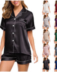 Women's Short Sleeve Satin Pajamas