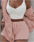 Fluffy Three Piece Shorts Set