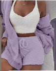 Fluffy Three Piece Shorts Set