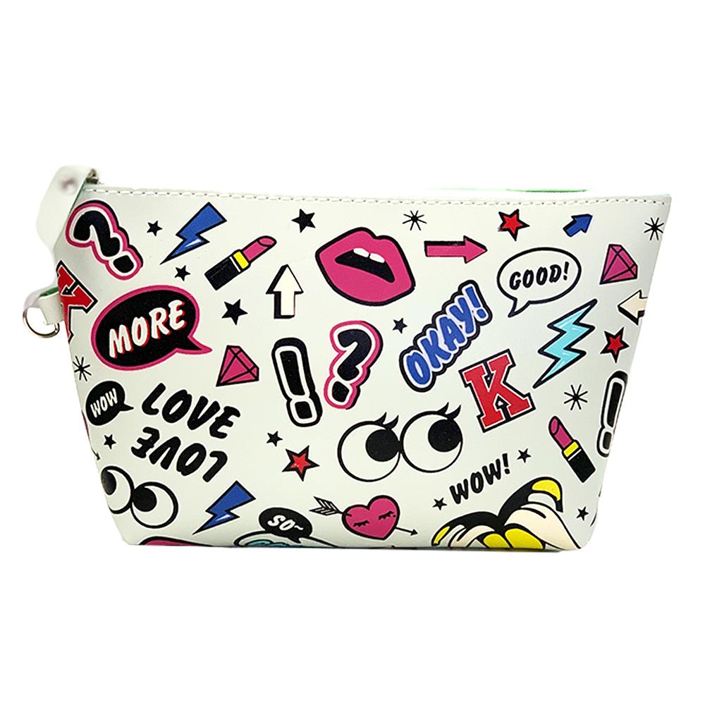 White Graffiti Makeup Bag