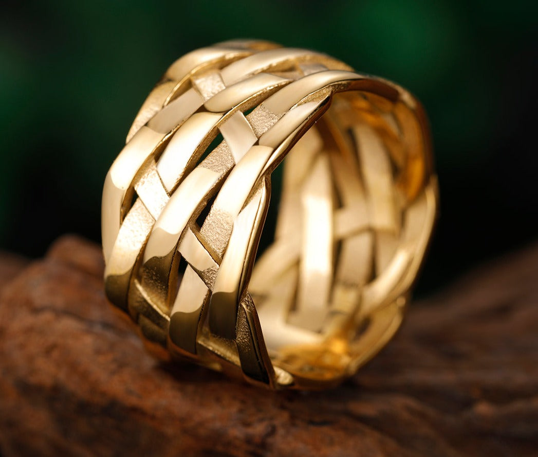 Vintage Weave Stainless Steel Rings